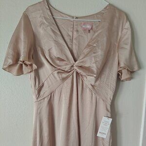 WOMEN'S SHOW ME YOUR MUMU V-NECK SATIN ROME TWIST GOWN (M)